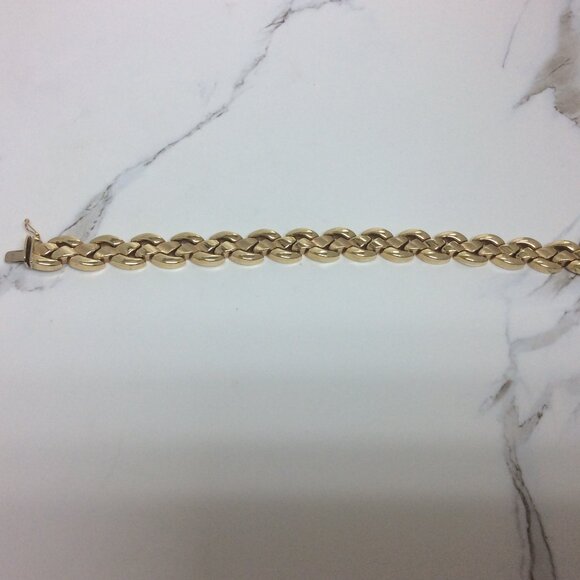 21.30 Grams 11.7mm Lady 14k Yellow REAL Solid Gold XO Hearts Fancy Bracelet 7.5' - Picture 5 of 9